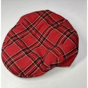 Orvis Flat Cap Mens XL Red Plaid Tartan Cabbie Hat